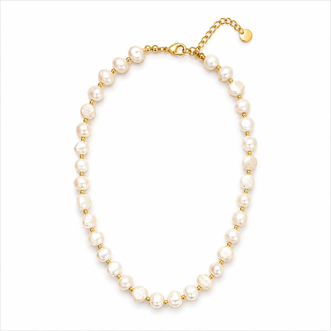034 Pearl + Gold Short Necklace