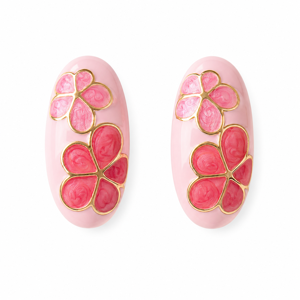 MILLIE Hand Painted Enamel Floral Earring, Pink
