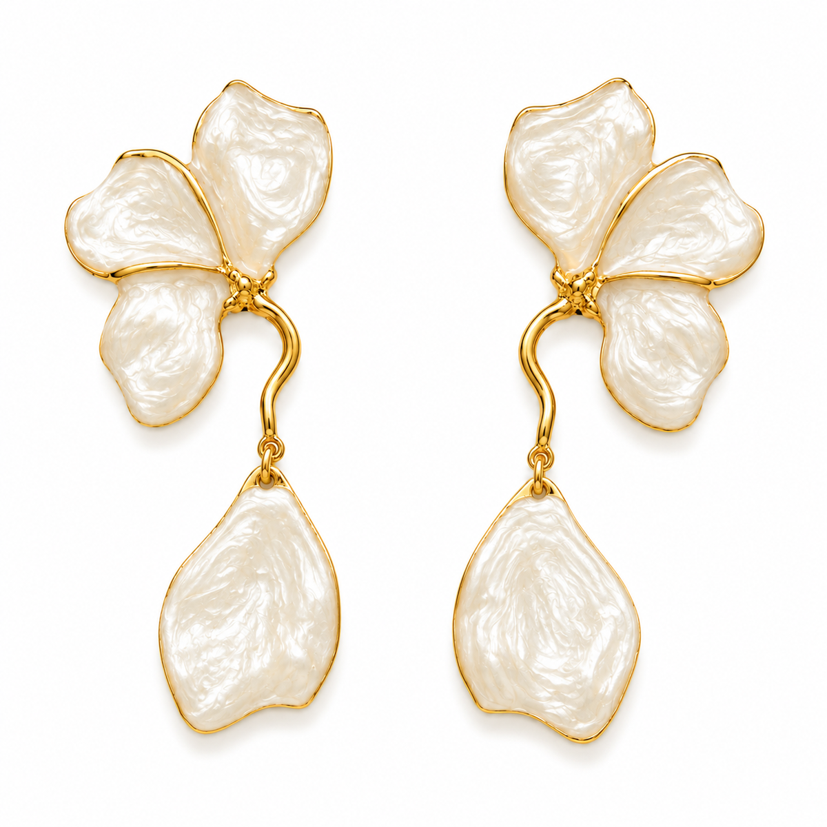DONNA Petal Statement Earrings, White