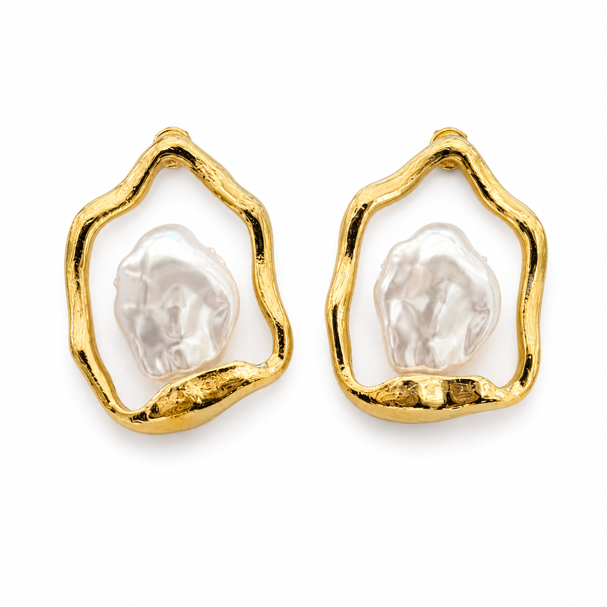 ALY Gold & Pearl Stud Earrings