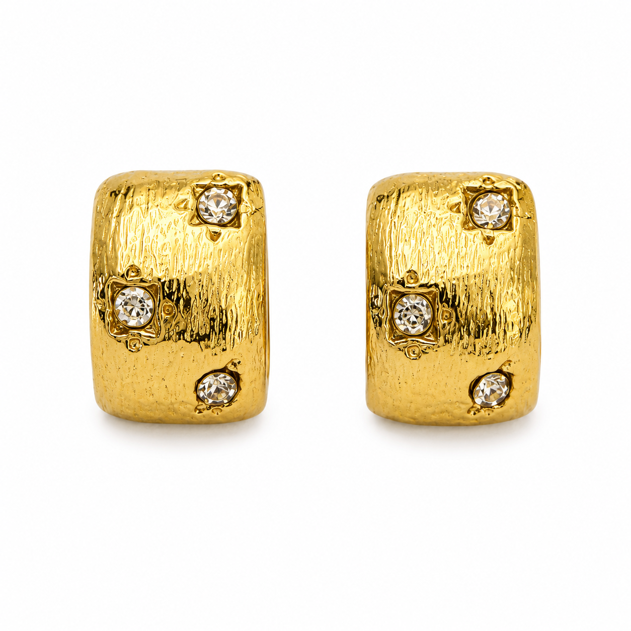 CARMEN Half Hoops with Crystal Details