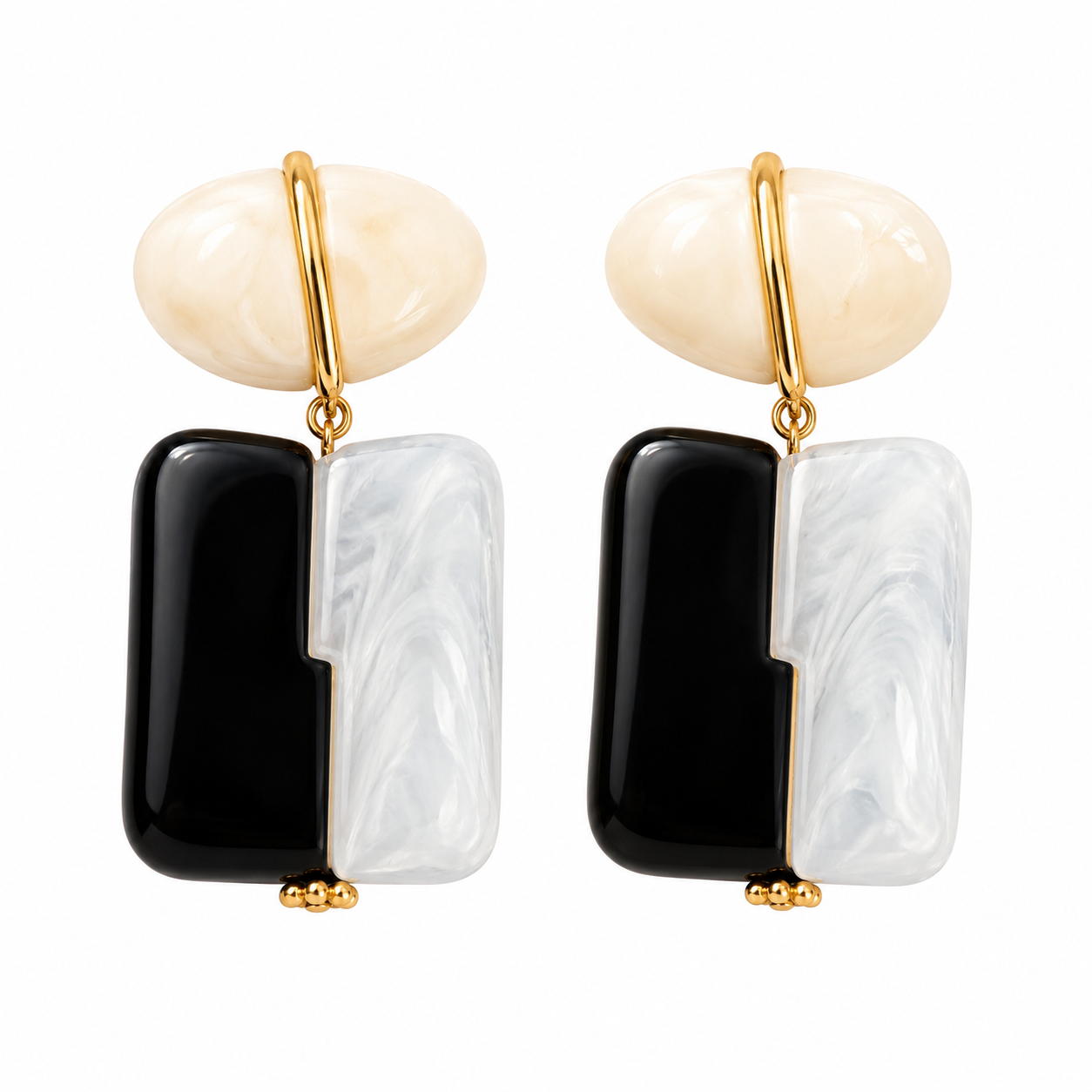 DERBY Black & White Statement Earrings