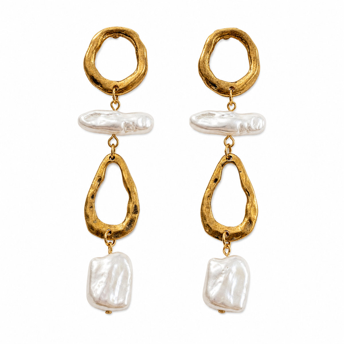 DIMMI Gold & Pearl Drop Statement Earrings