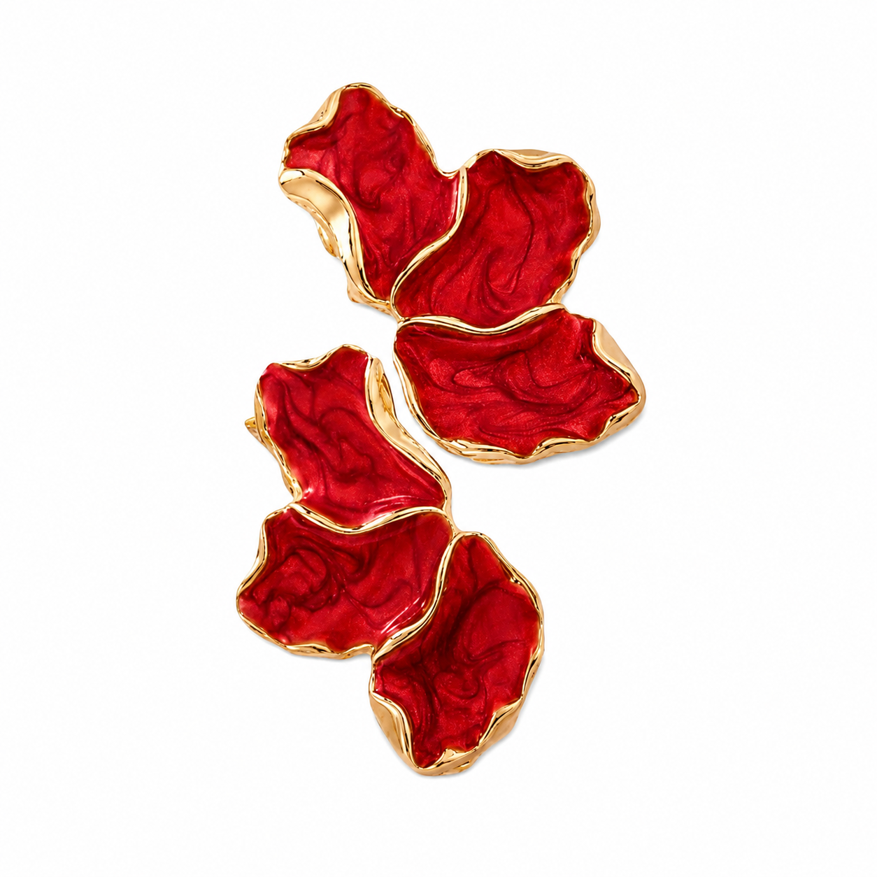 Forest Red Enamel Stud Earrings