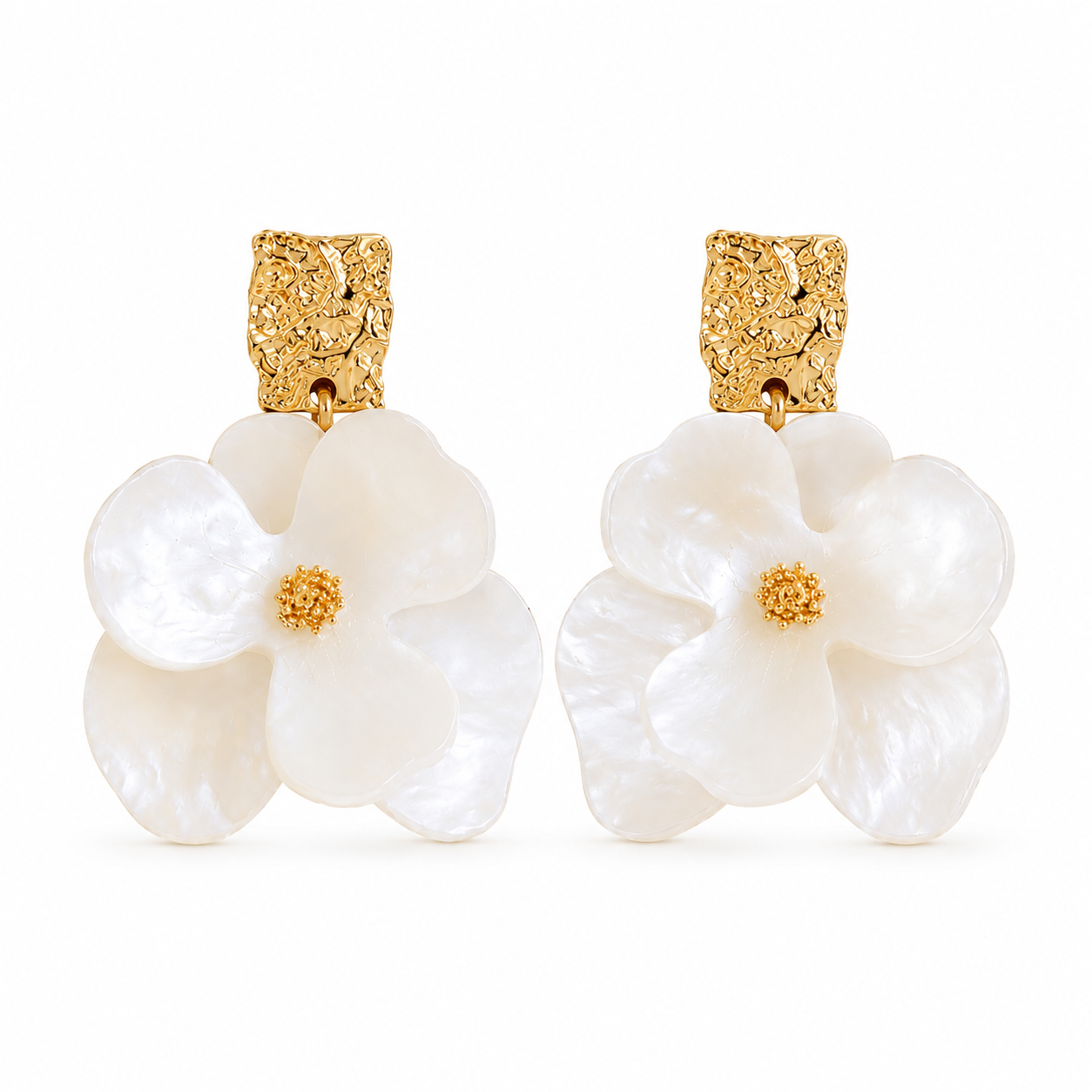 Moira White Magnolia Statement Earrings