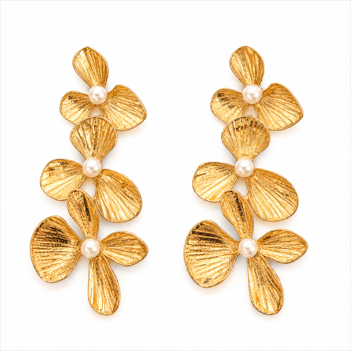 RENA Drop Gold Floral Earrings