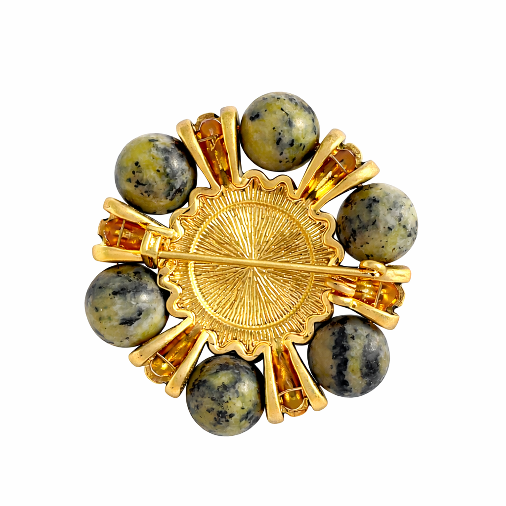 B1 Vintage Victorian Lady Brooch with Natural Stones
