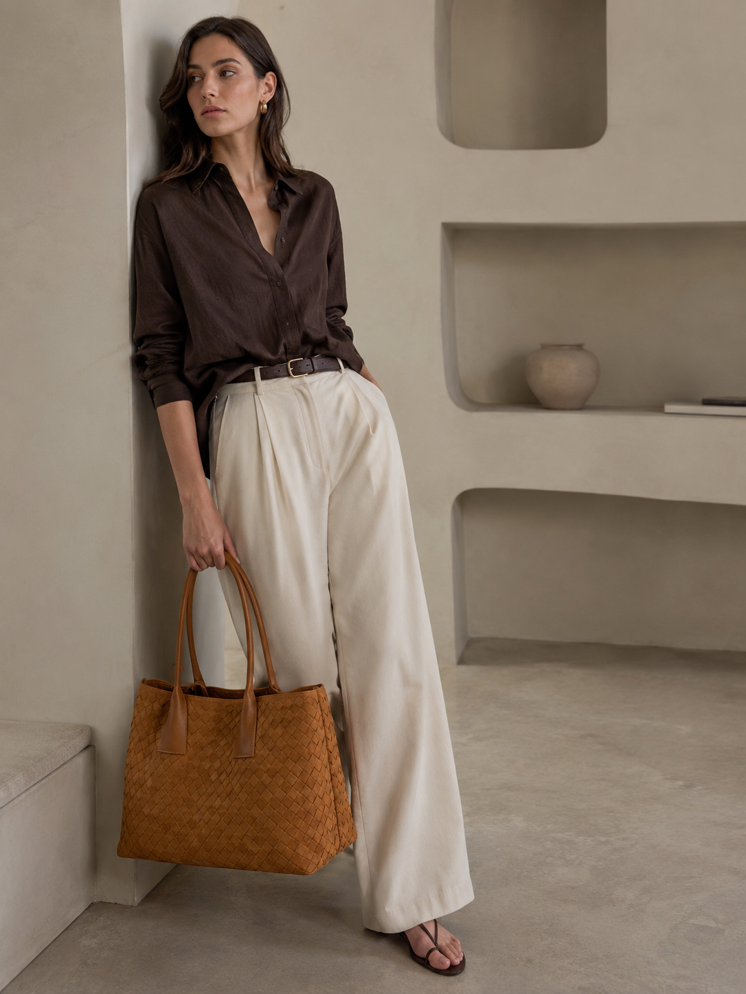 DALLAS, Caramel Suede Tote Bag
