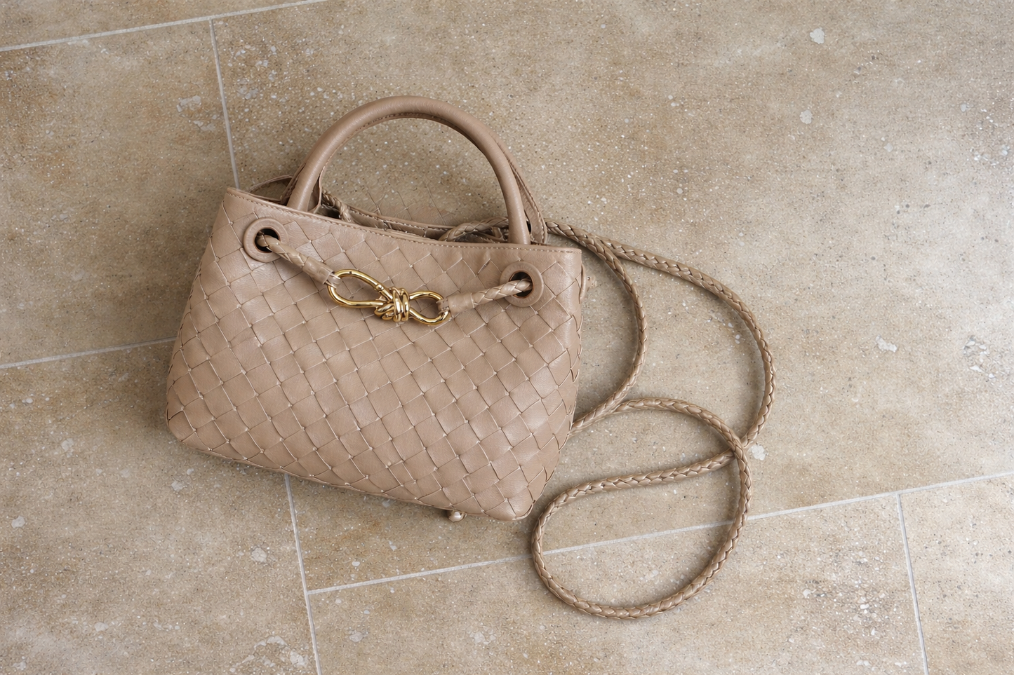 DEMI Mini Weave Bag, Latte