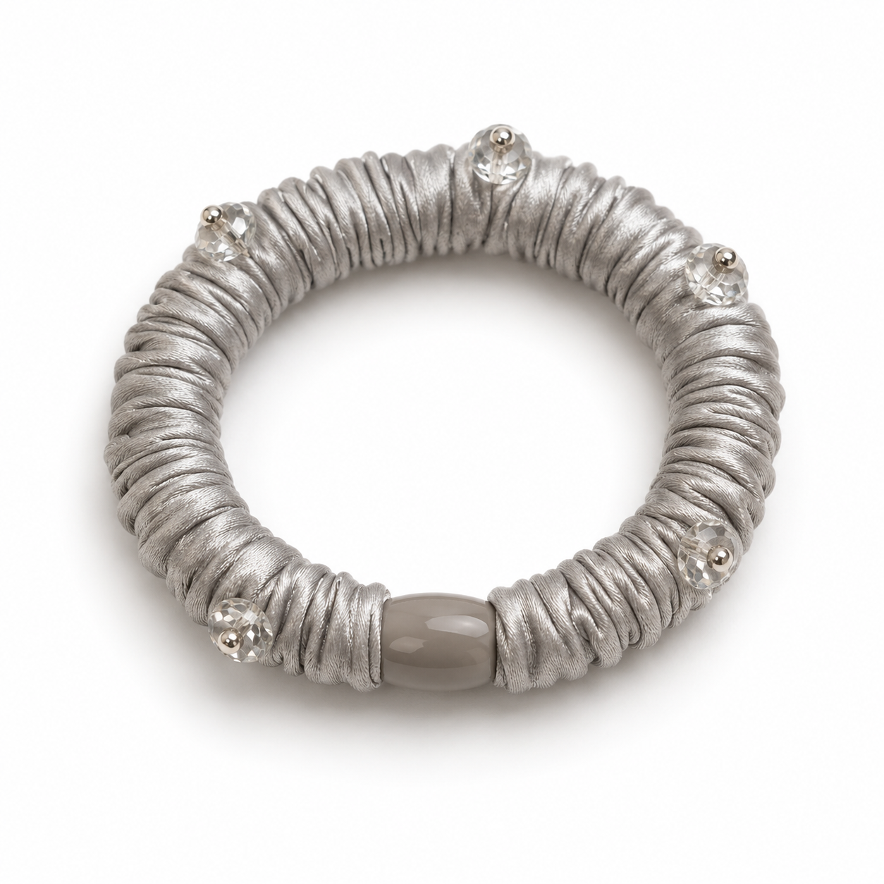 Georgina Elastic Hair Tie, Grey with Grey Crystals