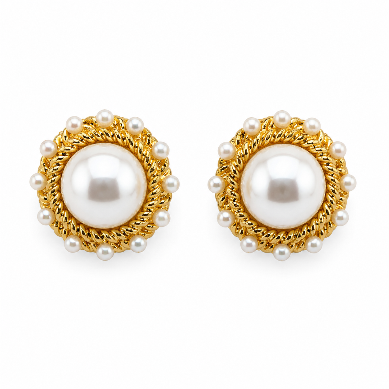Mia Gold + Pearl Braid Studs