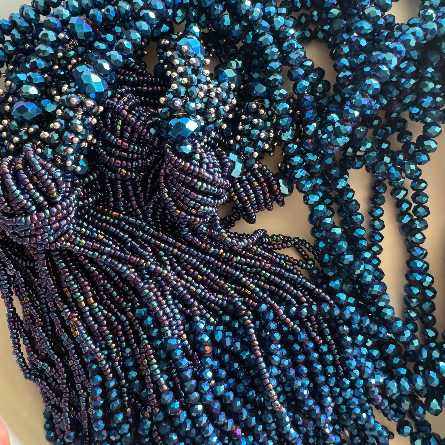 0008 Statement Tassel Necklace, Electric Blue