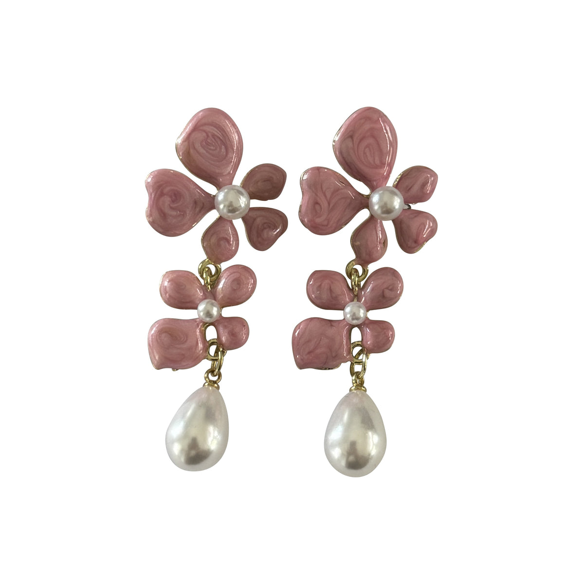 Gabby Pink Floral Statement Earrings