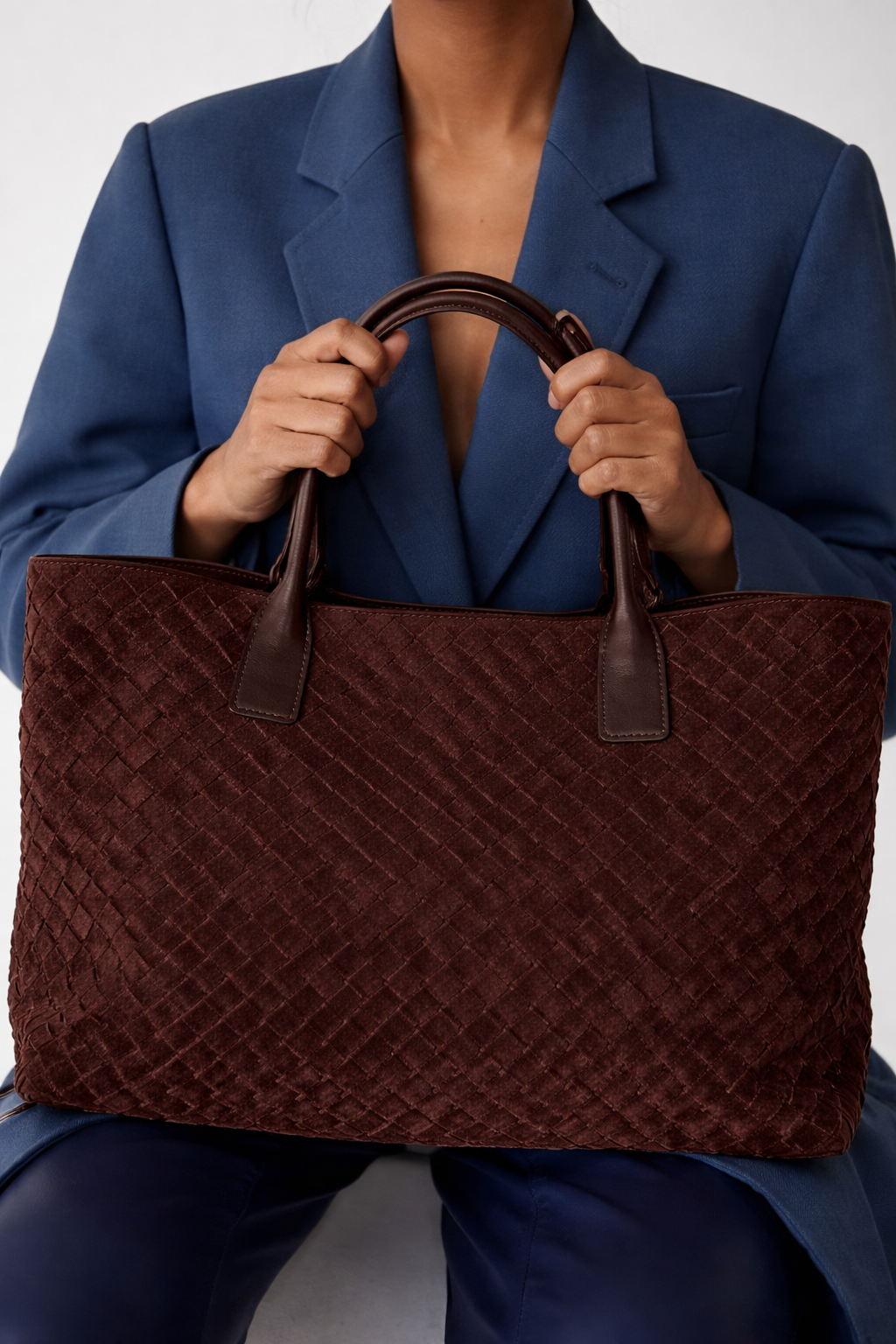 MONICA, Chocolate Suede Tote Bag