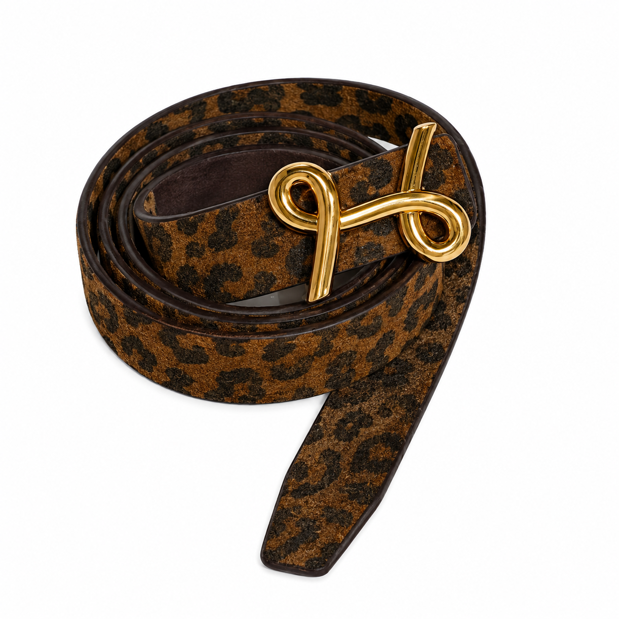 PAMELA Leather Belt Tan/Olive Leopard