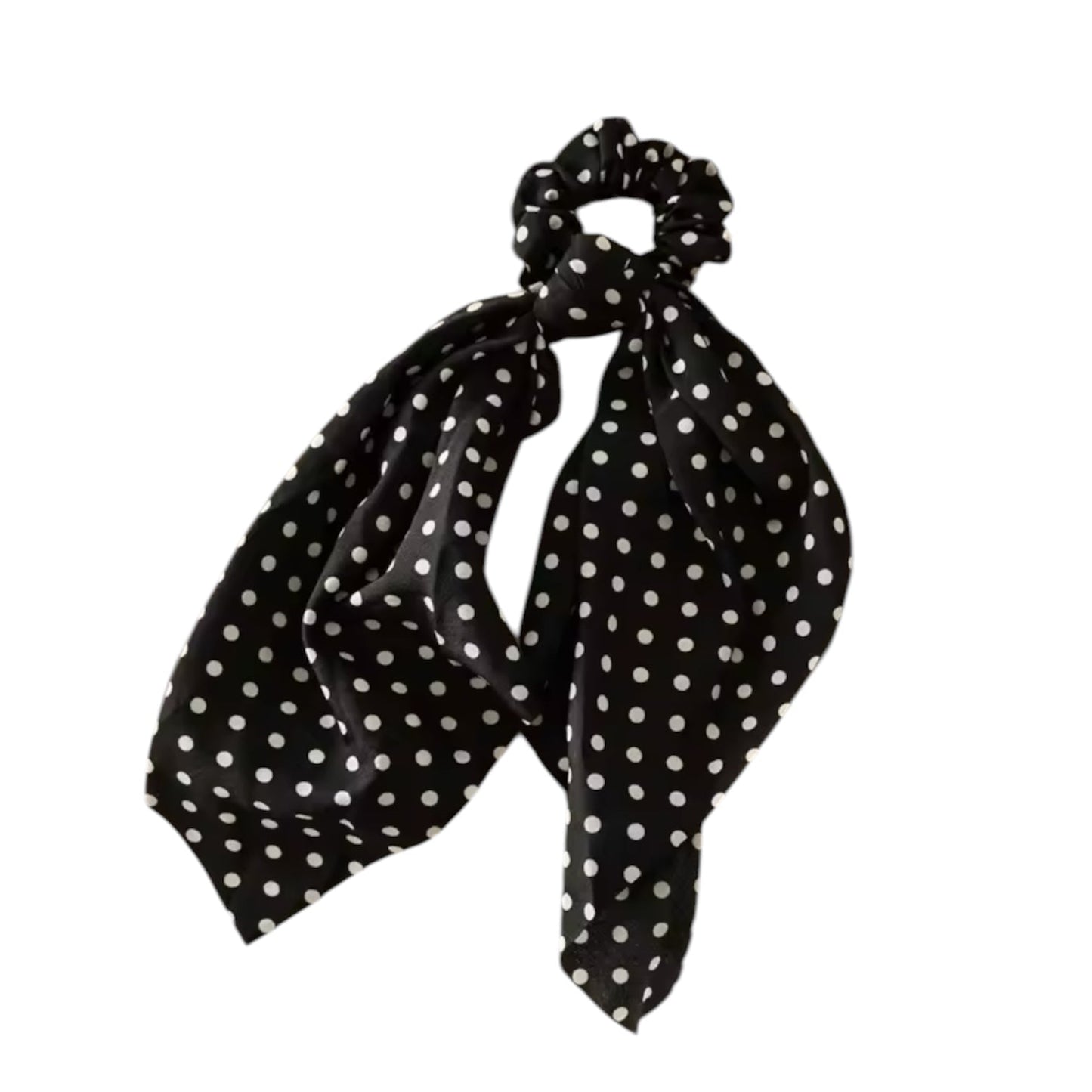 Slicker Silk Scarf Scrunchie, Black & White Spot