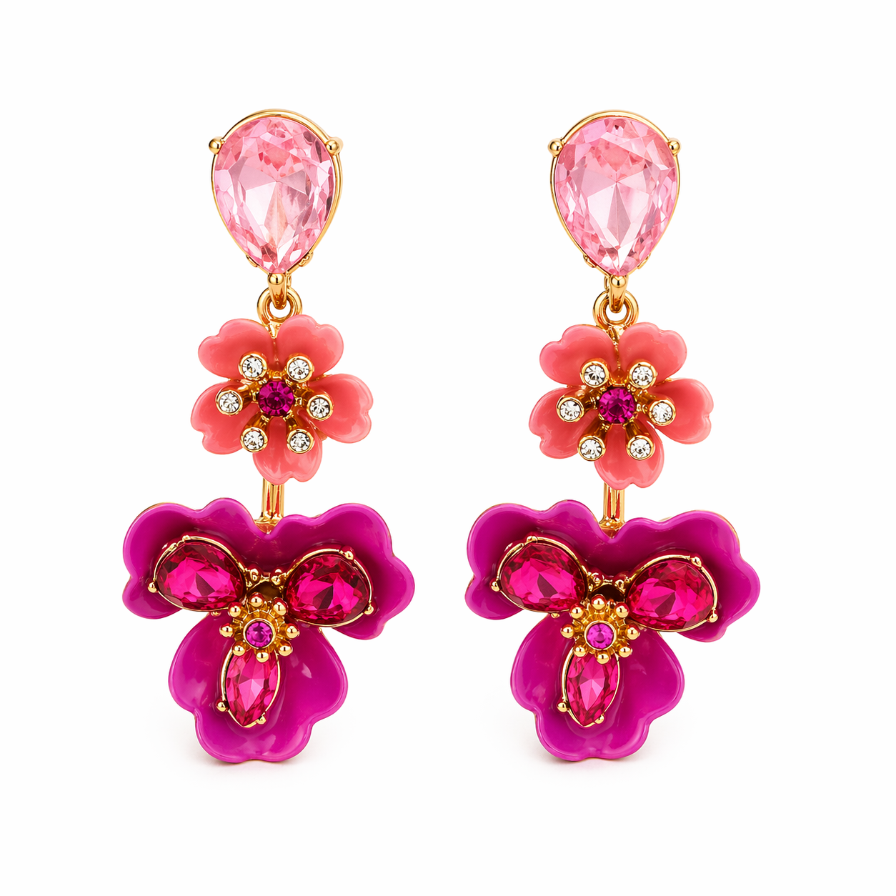 Rachel 2.0 Pink Drop Flower Earrings