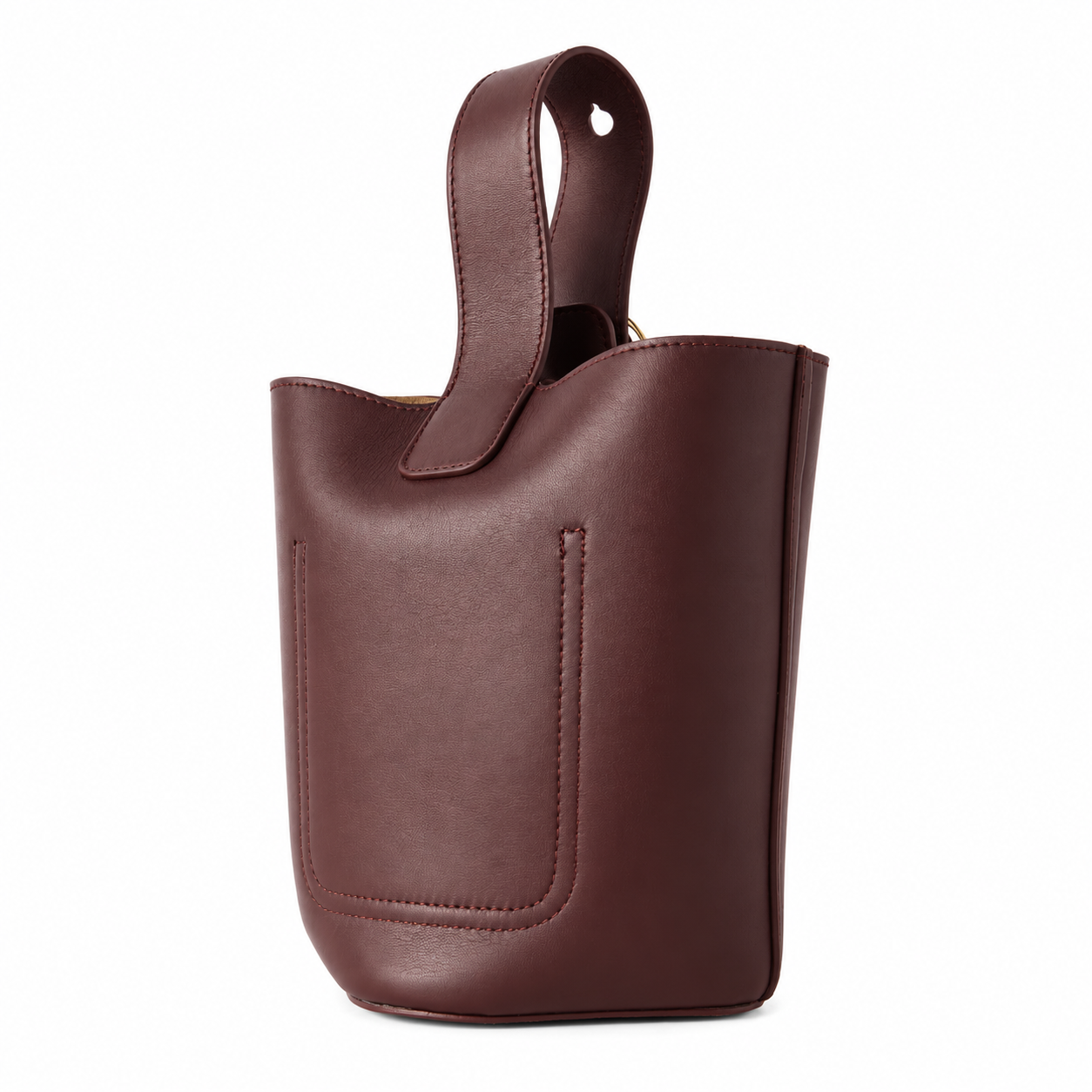 REMI Bucket Bag with Gold Bubble Lock, Burgundy