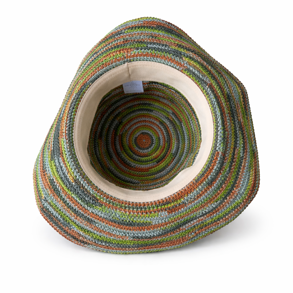 ROLLABLE, Raffia Hat in Green Combo - Size Medium