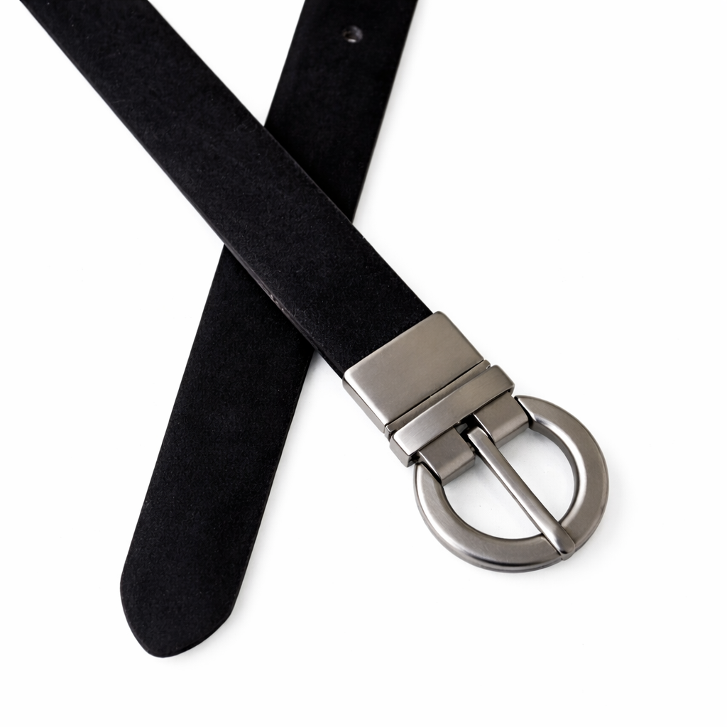 VICTORIA Suede Jeans Belt in Black / Tan Suede
