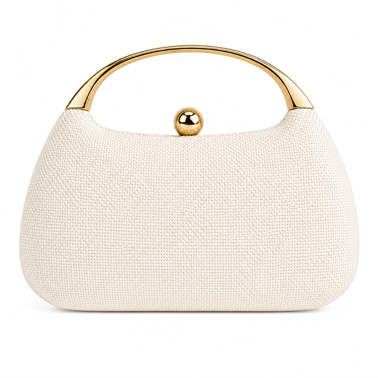 Assorted Clutch, Milk Raffia with Gold Top Handle