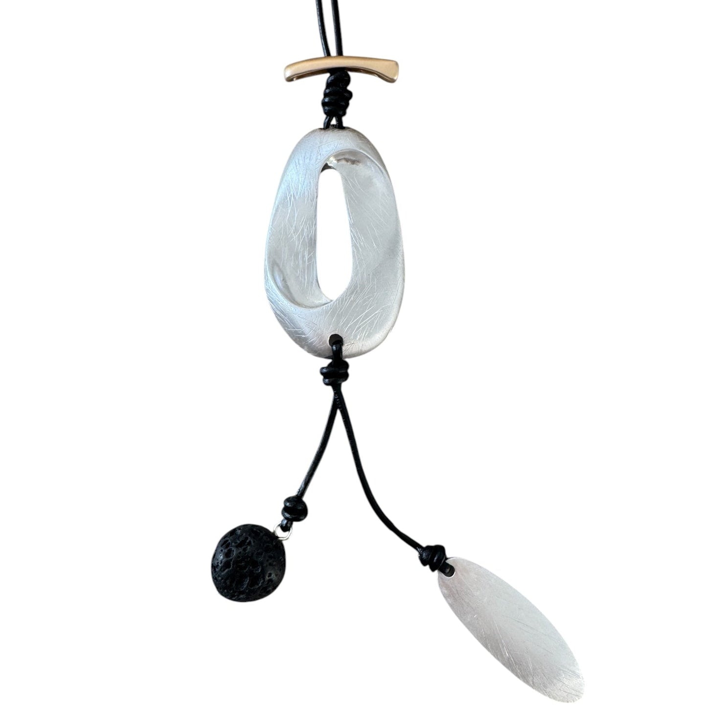 000 (Long) Black Leather Statement Necklace