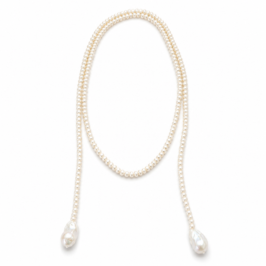 035 Baroque Pearl Lariat Necklace