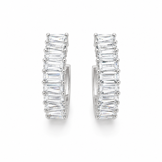 069 Silver Baguette Hoops