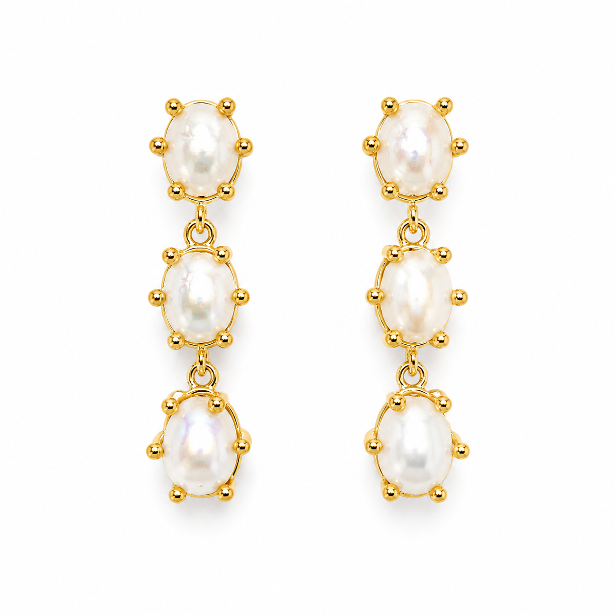 073 Natural Pearl Statement Earrings