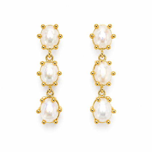 073 Natural Pearl Statement Earrings