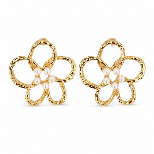 Lola Gold + Pearl Flower Studs