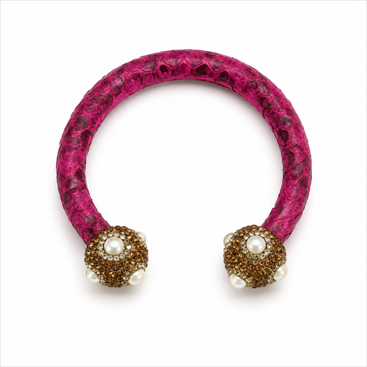 107 Snake Skin Cuff, Hot Pink