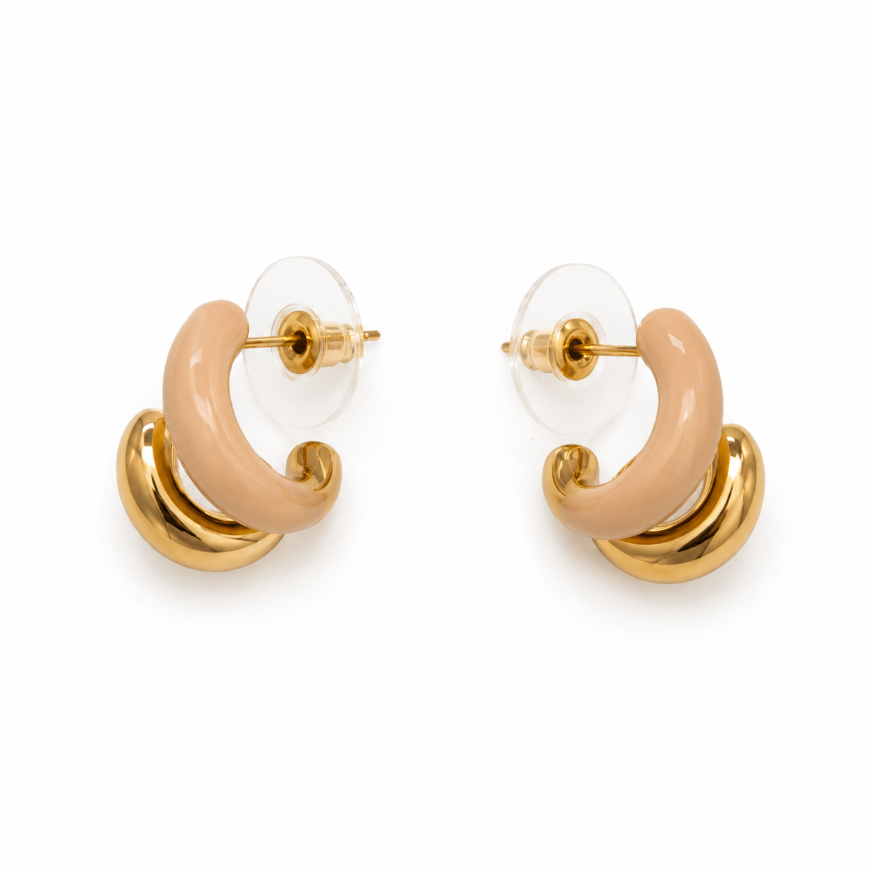 096 Gold & Beige Hoops