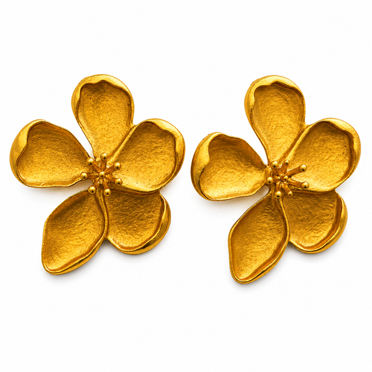CONNIE Matte Gold Flower Studs