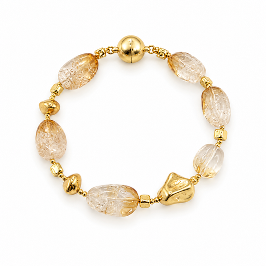112 Clear Brown + Gold Magnetic Clasp Bracelet