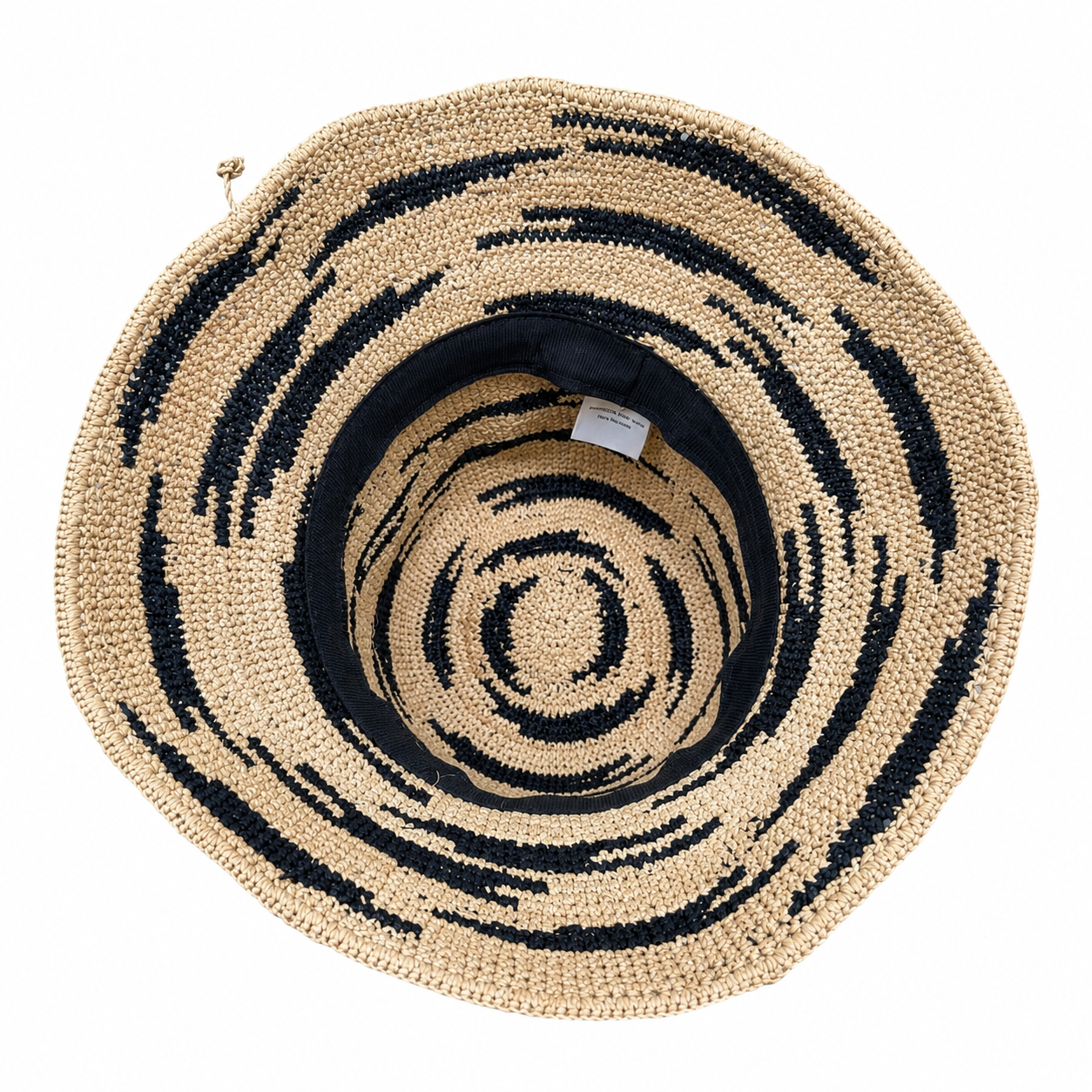 ROLLABLE, Natural & Black Raffia Hat