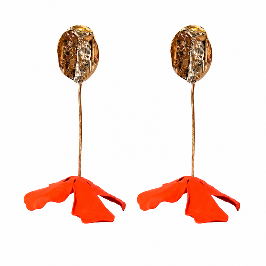 ESTELLE Statement Floral Earrings, Orange