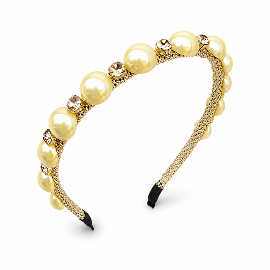 Sienna Thin Embellished Headband, Yellow & Antique Gold