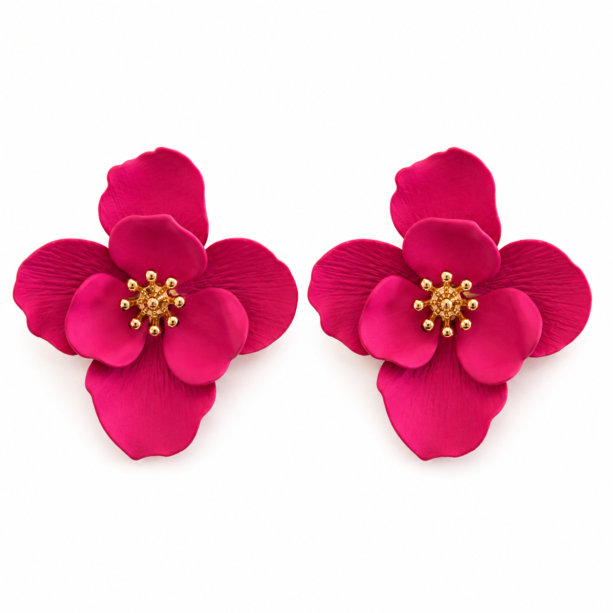 COVE Matte Floral Statement Stud, Pink