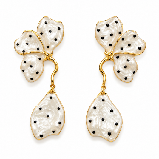DONNA Petal Statement Earrings, Polka Dot