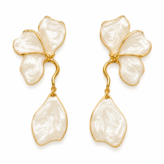 DONNA Petal Statement Earrings, White