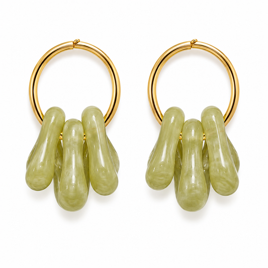 NIKKI Gold with Resin Hoop Statement Earrings