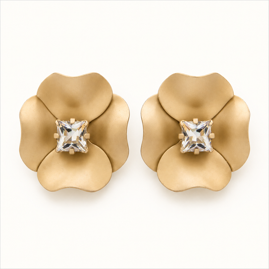 Roxy Beige Floral Studs