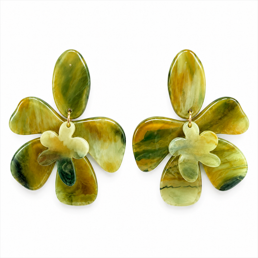 Bailey Resin Green Floral Earrings