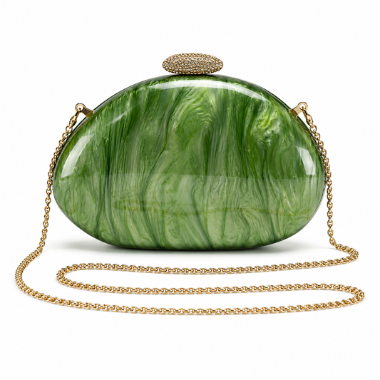 Assorted Acrylic Clutch, Apple with Gold Top