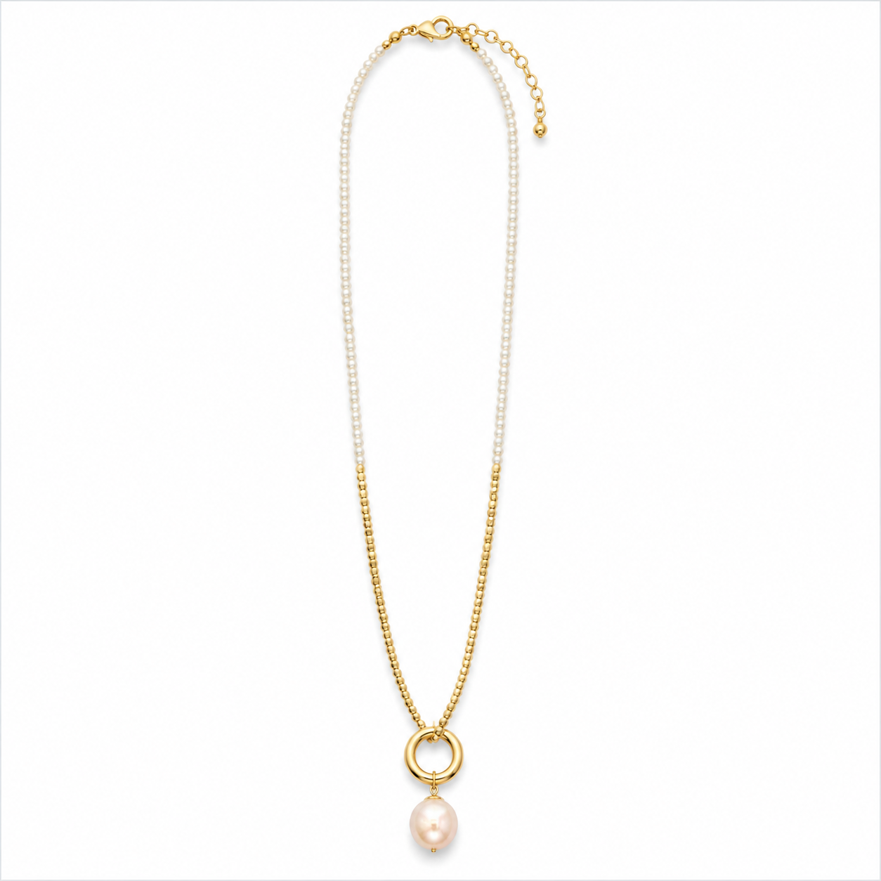 0041 Gold & Pearl Long Necklace