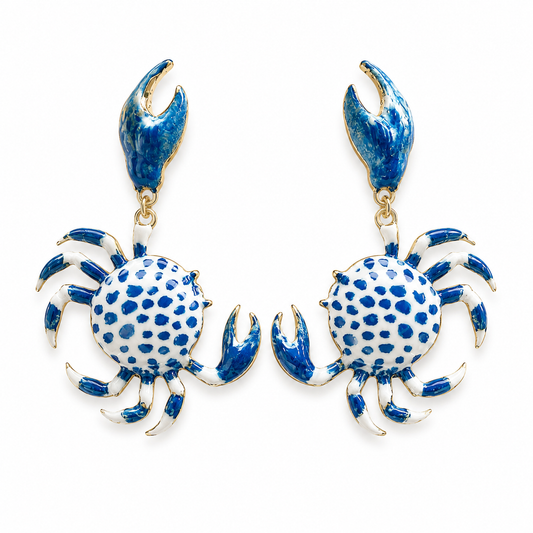 Crabbie Statement Earrings, Blue