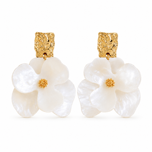 Moira White Magnolia Statement Earrings