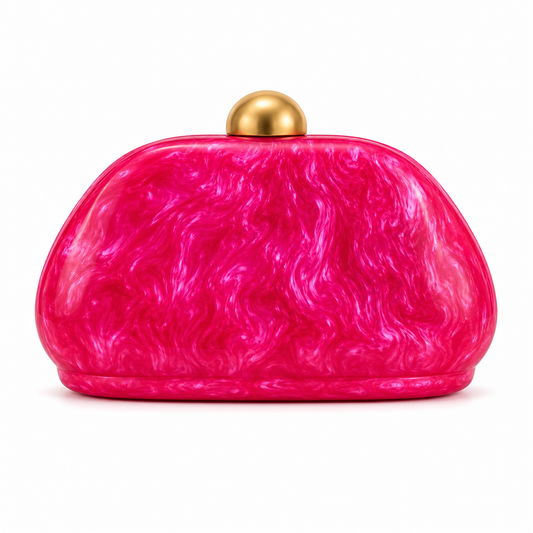 Assorted Acrylic Clutch, Hot Pink with Gold Top