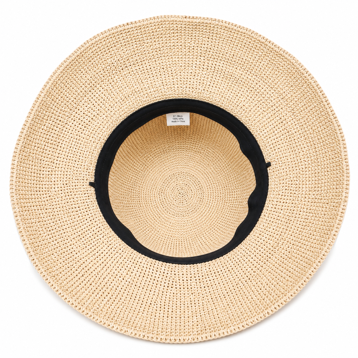 ROLLABLE, Natural Raffia Hat with Floral Pearl Design